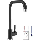 OEM Schwarze Küchenarmatur Edelstahl, 360° Drehmischer, 3 Schläuche, für Boiler