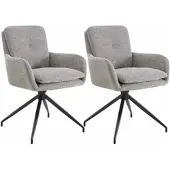 CLP 2er Set Esszimmerstühle Pickett Stoff Taupe