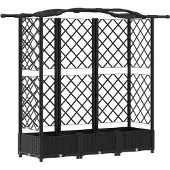 vidaXL Hochbeet mit Rankgitter und Dach Schwarz 163 x 40 x 123 cm PP