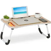 Relaxdays Laptoptisch mit Tablet- & Getränkehalter