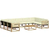 vidaXL Outdoor-Sofagarnitur mit Kissen 10 pcs Weiß und Creme