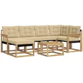 vidaXL Outdoor-Sofagarnitur 7 stk. Weiß und Beige