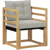vidaXL Outdoor-Sofa Massives Akazienholz und Textilene Weiß