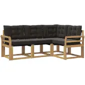 vidaXL Outdoor-Sofagarnitur 4 stk. Weiß und Schwarz