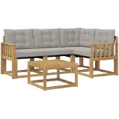 vidaXL Outdoor-Sofagarnitur 5 stk. Weiß und Hellgrau