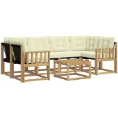 vidaXL Outdoor-Sofagarnitur 7 stk. Weiß und Creme