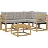 vidaXL Outdoor-Sofagarnitur 5 stk. Weiß und Hellgrau