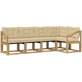 vidaXL Outdoor-Sofagarnitur 5 stk. Weiß und Beige