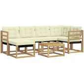 vidaXL Outdoor-Sofagarnitur 7 stk. Weiß und Creme