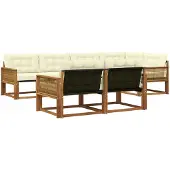vidaXL Outdoor-Sofagarnitur 7 stk. Natur und Creme