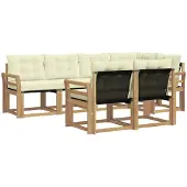 vidaXL Outdoor-Sofagarnitur 7 stk. Weiß und Creme