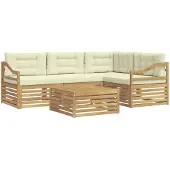 vidaXL Outdoor-Sofagarnitur 5 Stk. Weiß und Creme Polyester