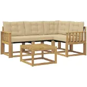vidaXL Outdoor-Sofagarnitur 5 stk. Weiß und Beige