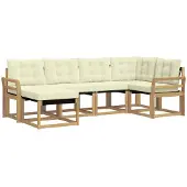 vidaXL Outdoor-Sofagarnitur 6 stk. Weiß und Creme