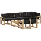 vidaXL Outdoor-Sofagarnitur 9 stk. Weiß und Schwarz