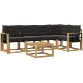 vidaXL Outdoor-Sofagarnitur 6 stk. Weiß und Schwarz