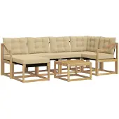 vidaXL Outdoor-Sofagarnitur 7 stk. Weiß und Beige