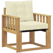 vidaXL Outdoor-Sofa Massives Akazienholz und Textilene Weiß