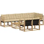 vidaXL Outdoor-Sofagarnitur 9 stk. Weiß und Beige
