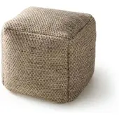 Benuta Pure - Handgefertigter Woll Pouf Rocco Taupe 45x45x45 cm