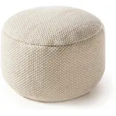 Benuta Pure - Handgefertigter Woll Pouf Rocco Weiß 55x55x30 cm