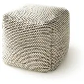 Benuta Pure - Handgefertigter Woll Pouf Rocco Beige/Schwarz 45x45x45 cm