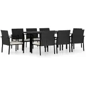 vidaXL 9-tlg. Garten-Essgruppe Poly Rattan Schwarz