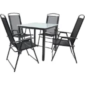 VCM 5-tlg Gartenmöbel Set | Sitzgruppe Essgruppe | 1x Tisch, 4x Stühle | Tisch Maße ca. H. 76 x B. 80 x T. 80 cm | Hochlehner Set 80M