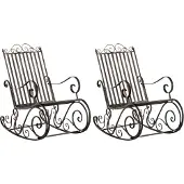 CLP 2er Set Schaukelstühle Smilla Schwingstühle mit hoher Rückenlehne bronze