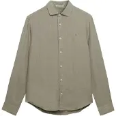 Superdry für Herren. M4011103A Riviera Leinenhemd grün (L), Lässig, Klassisch, Langarm