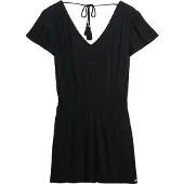 Superdry für Damen. W8011880A Bedruckter kurzärmeliger Jumpsuit schwarz (S), Lässig, Viskose, Kurzarm