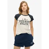 Superdry für Damen. W1011603A Athletic Essential Cap T-Shirt weiß (M), Lässig, Baumwolle, Kurzarm