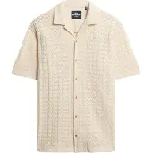 Superdry für Herren. M4011058A Gestricktes Textur-Shirt beige (XXL), Lässig, Baumwolle, Kurzarm