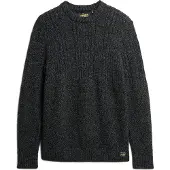 Superdry für Herren. M6110638A Flechtstrickpullover Jacob dunkelgrau (L), Lässig, Acryl, Nachhaltig