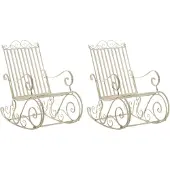 CLP 2er Set Schaukelstühle Smilla Schwingstühle mit hoher Rückenlehne antik-creme