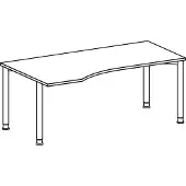 Geramöbel PC-Tisch, links, BxTxH 1800x800-1000x680-800 mm, höhenverstellbar, Platte lichtgrau, Rundrohrgestell anthrazit