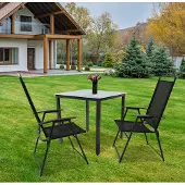 VCM 3-tlg Gartenmöbel Set | Sitzgruppe Essgruppe | 1x Tisch, 2x Stühle | Tisch Maße ca. H. 76 x B. 80 x T. 80 cm | Hochlehner Set 80M