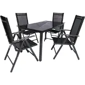 VCM 5-tlg Gartenmöbel Set | Sitzgruppe Essgruppe | 1xTisch, 4x Stühle | Tisch Maße ca. H. 76 x B. 140 x T. 80 cm | Garten Set – Stühle 140 SW