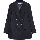 Comma Damen Blazer Blau Gr. 36 Doppelreiher Piqué-Struktur Lyocell-Viskose