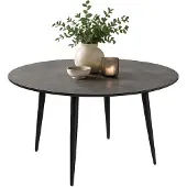 HTI Elyas runder Esstisch Ø 100 cm H 76 cm Marmoroptik Schwarz mit Metallgestell