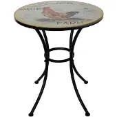 HTI Gartentisch Celia Hahn Rund Metall Vintage Stil Ø 57 x H 68 cm
