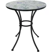 HTI Runder Metall Gartentisch Celia Landhaus Stil Lilien Motiv Ø 57 cm Höhe 68 cm