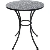 HTI Gartentisch Celia rund Metall Ø 57 x H 68 cm Schwarz/Weiß Blumenmuster