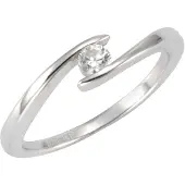 Zeeme Silber Ring Silber 925 rhodiniert mit weißem Zirkonia-Stein