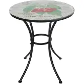 HTI Runder Metall Gartentisch Celia Vintage mit Kirschen Motiv, Ø 57 x H 68 cm