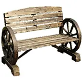 HTI Gartenbank Sommerset Fichtenholz 114x80x54 cm, hohe Rückenlehne, Wagenrad-Seitenstützen