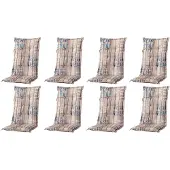 Madison New York Madison 8x C306 Hochlehner Gartenstuhl Auflagen 8cm taupe gestreift