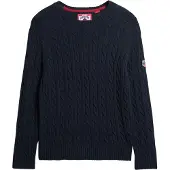 Superdry für Damen. W6110610A Slouchy Cable navy Pullover (S), Lässig, Baumwolle, Marine
