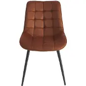 Vente-unique 2er Set Stühle mit Nähten - Velours und schwarzes Metall - Terracotta - OLLUA