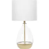 Beliani Tischlampe Weiß / Gold Glas und Stahl 63 cm Stoffschirm Vasenform Kabel mit Schalter Wohnzimmer Salon Moderner Stil